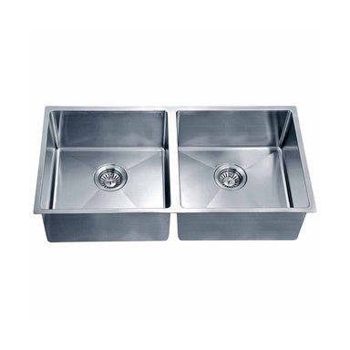 Dawn 35" Equal Double Bowl Undermount Kitchen Sink, with Small Radius Corners-Kitchen Sinks Fast Shipping at DirectSinks.