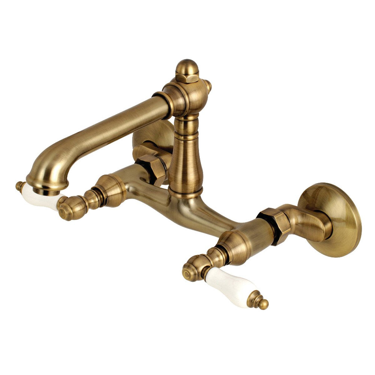 Kingston Brass English Country 6-Inch Adjustable Center Wall Mount 2-Hole Kitchen Faucet