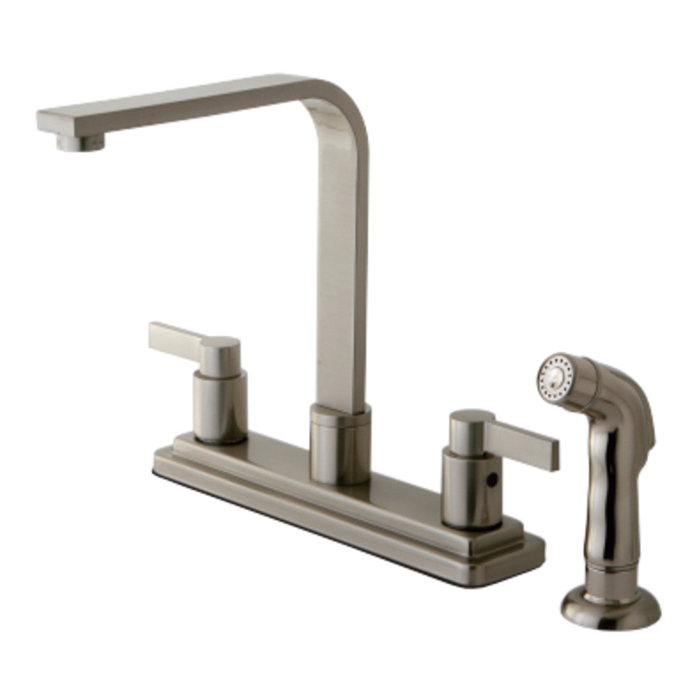 Kingston Brass Nuvofusion Euro high Rise Spout Kitchen Faucet with Side Sprayer