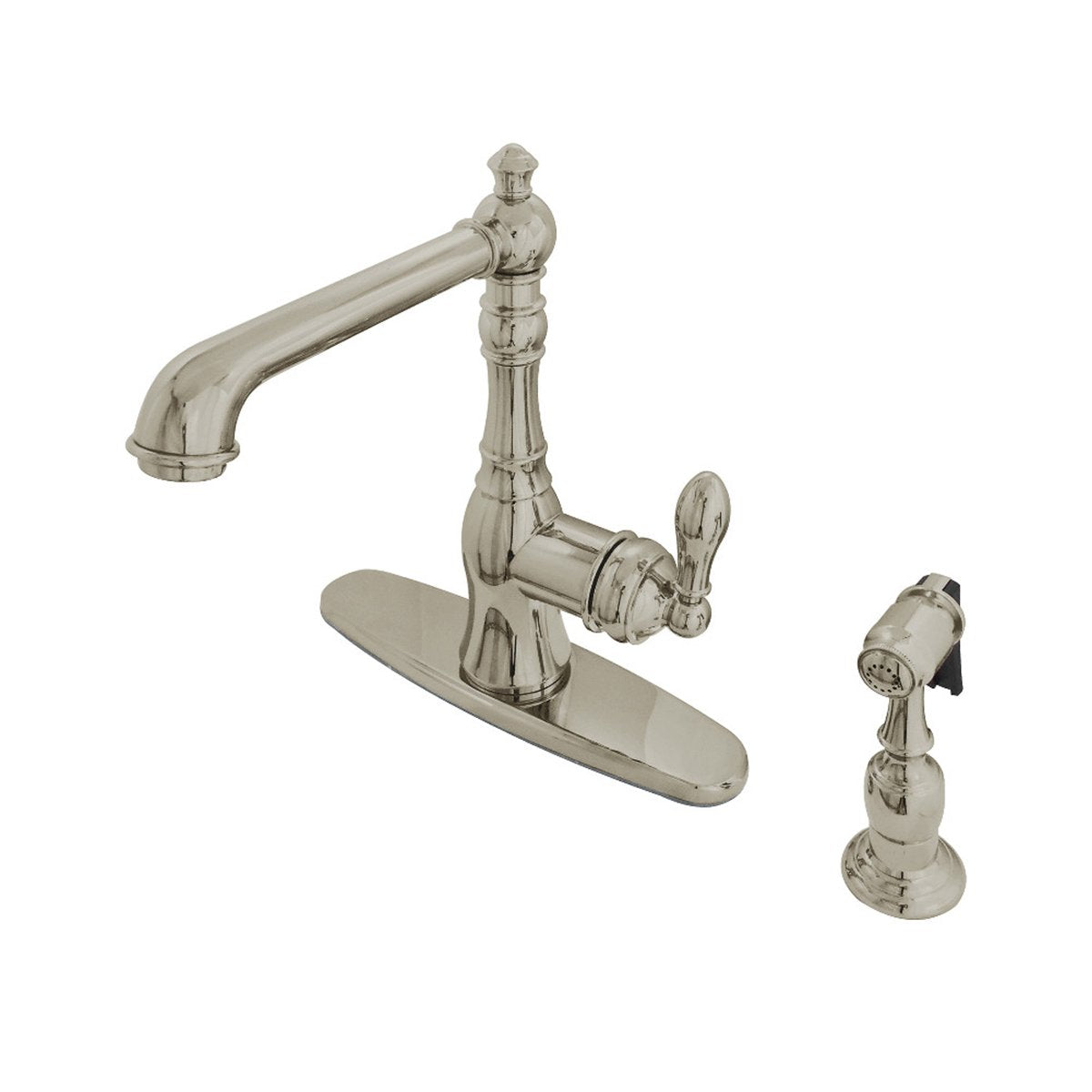 Kingston Brass Gourmetier American Classic Single-Handle Kitchen Faucet with Brass Sprayer