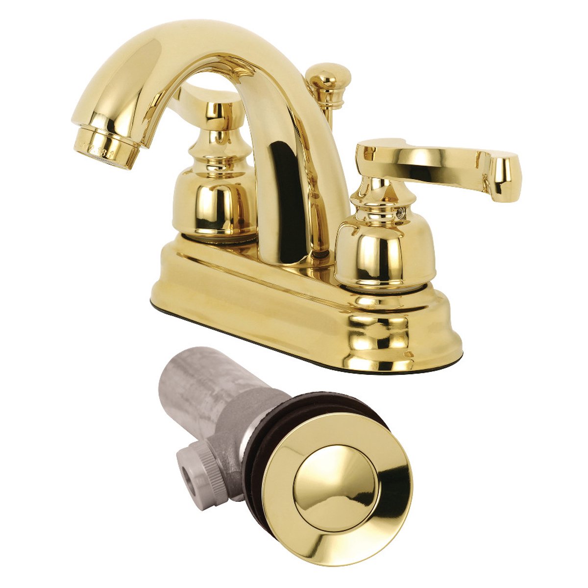 Kingston Brass KB5612FLB 4-Inch Centerset Bathroom Faucet in Polished Brass-DirectSinks