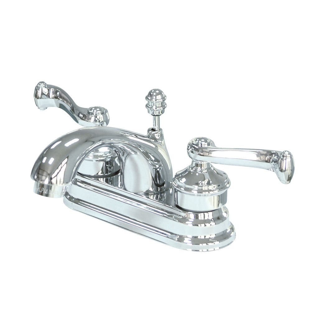 Kingston Brass Royale Contemporary 4" Centerset Two Handle Lavatory Faucet with Brass Pop-up