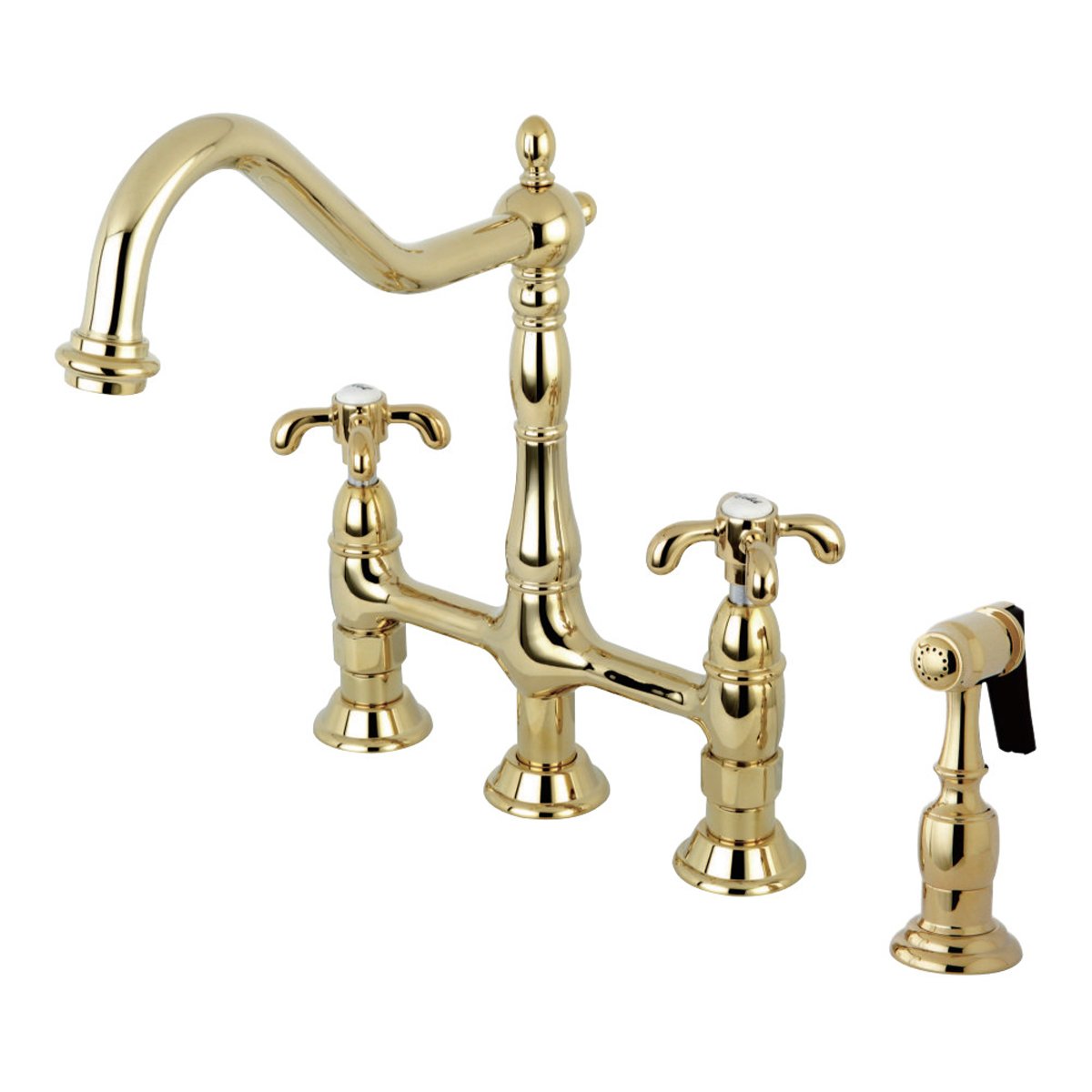 Kingston Brass French Country Kitchen Bridge Faucet with Brass