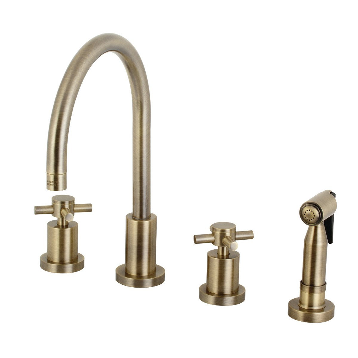 Kingston Brass Concord Deck Mount 8-Inch Widespread Kitchen Faucet with Brass Sprayer